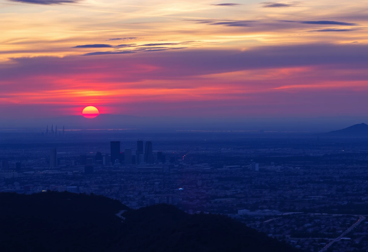 Sunset over Los Angeles skyline